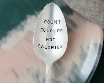 Count Colours Not Calories Stamped Spoon, Nutritionist Gift, Foodie Gift, Plant-Based, Dietitian Gifts, Health Coach, Medical Professional,