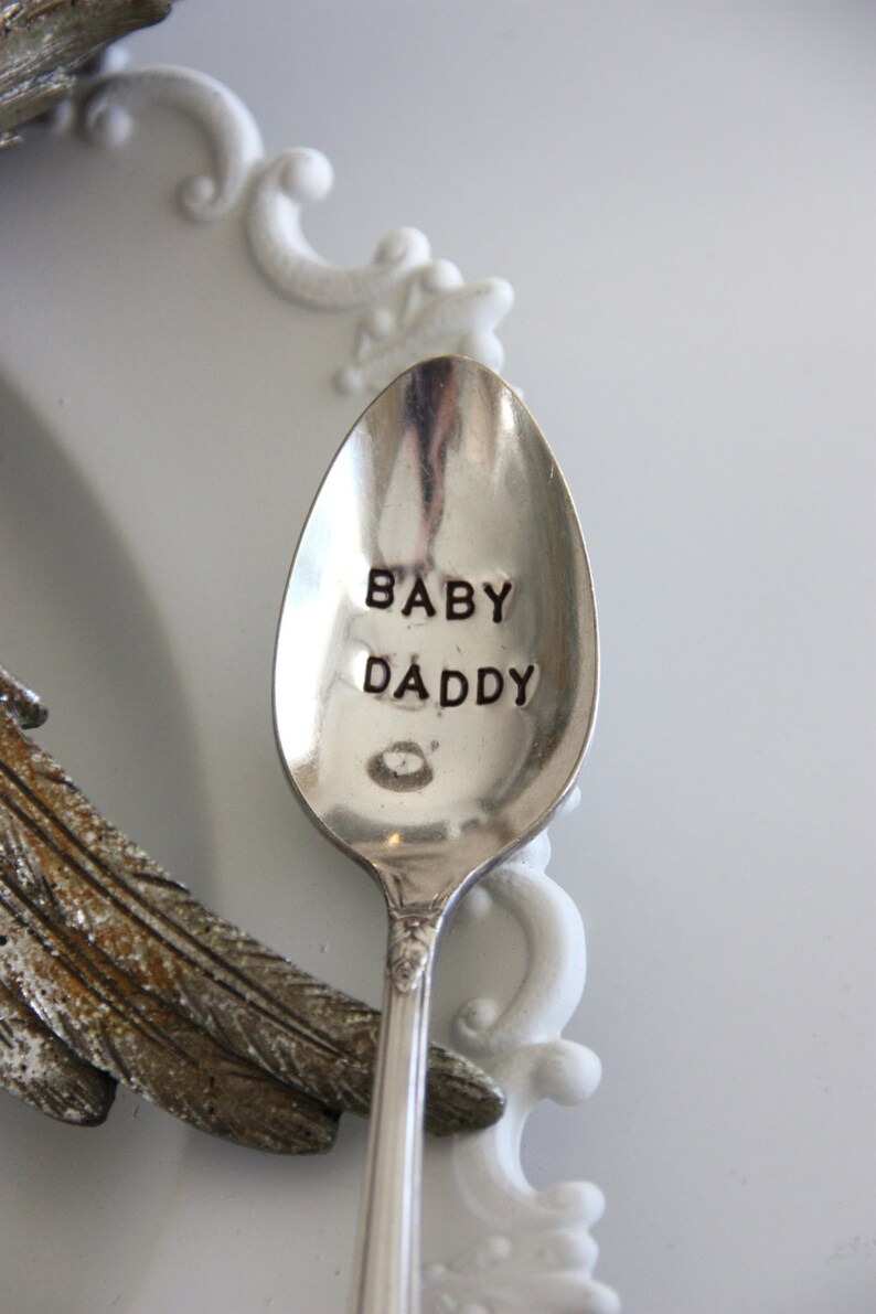 Gift Under 25, Dad Gift Baby Daddy Hand Stamped Vintage Silver Spoon Father/'s Day Gift Gift for Dad Sustainable