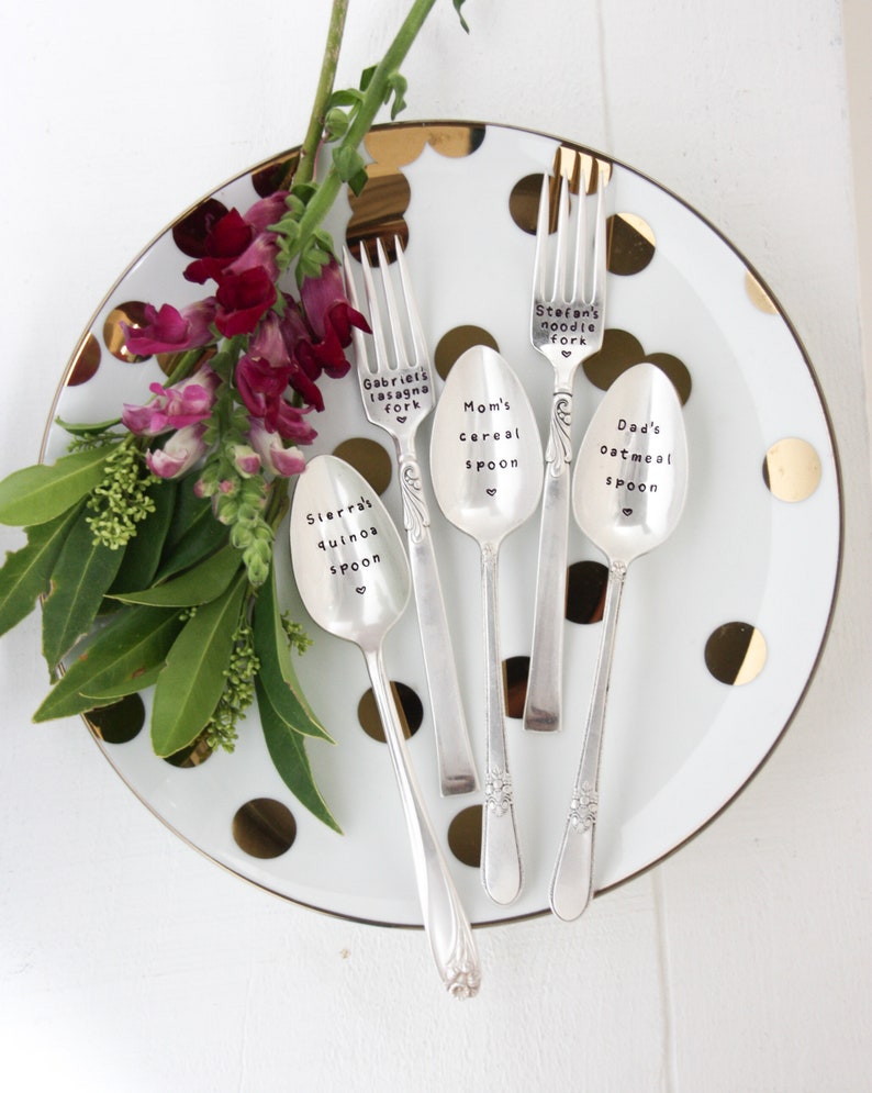 Personalized Custom Stamped Silverware, Custom Spoon, Custom Fork, Custom Stocking Stuffer, Personalised Spoons, Personalised Gift image 3