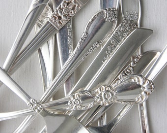 Bulk Dinner Forks Vintage Silverplated, Mismatched Silverware, Wedding, Bridal Shower, Baby Shower, Holiday Table, Thanksgiving