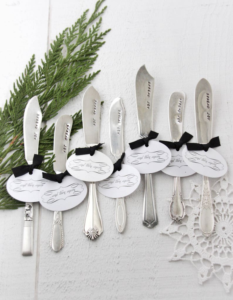 Spread Joy Stamped Spreader Stamped Knife Cheese Knife Etsy