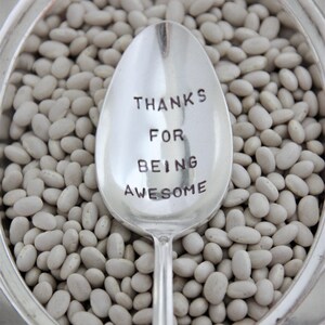 Thanks For Being Awesome Stamped Spoon, Hostess Gift, Thank You Gift, Teacher Gift, Gift for Coach, Gift Under 25, Mother's Day Gift image 3