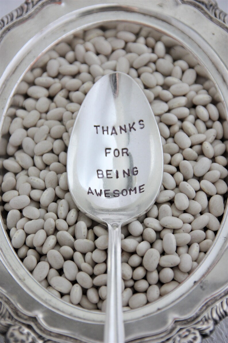 Thanks For Being Awesome Stamped Spoon, Hostess Gift, Thank You Gift, Teacher Gift, Gift for Coach, Gift Under 25, Mother's Day Gift image 3