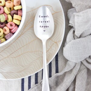 My cereal spoon Handstamped Spoon, Personalized Gift, Foodie Gift, Stocking Stuffer, Cereal Spoon, Cereal Lover image 3