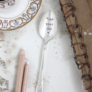 Feed Your Joy Stamped Spoon, Gift for Friend, Engraved Spoon, Words On Spoons, Joyful image 3