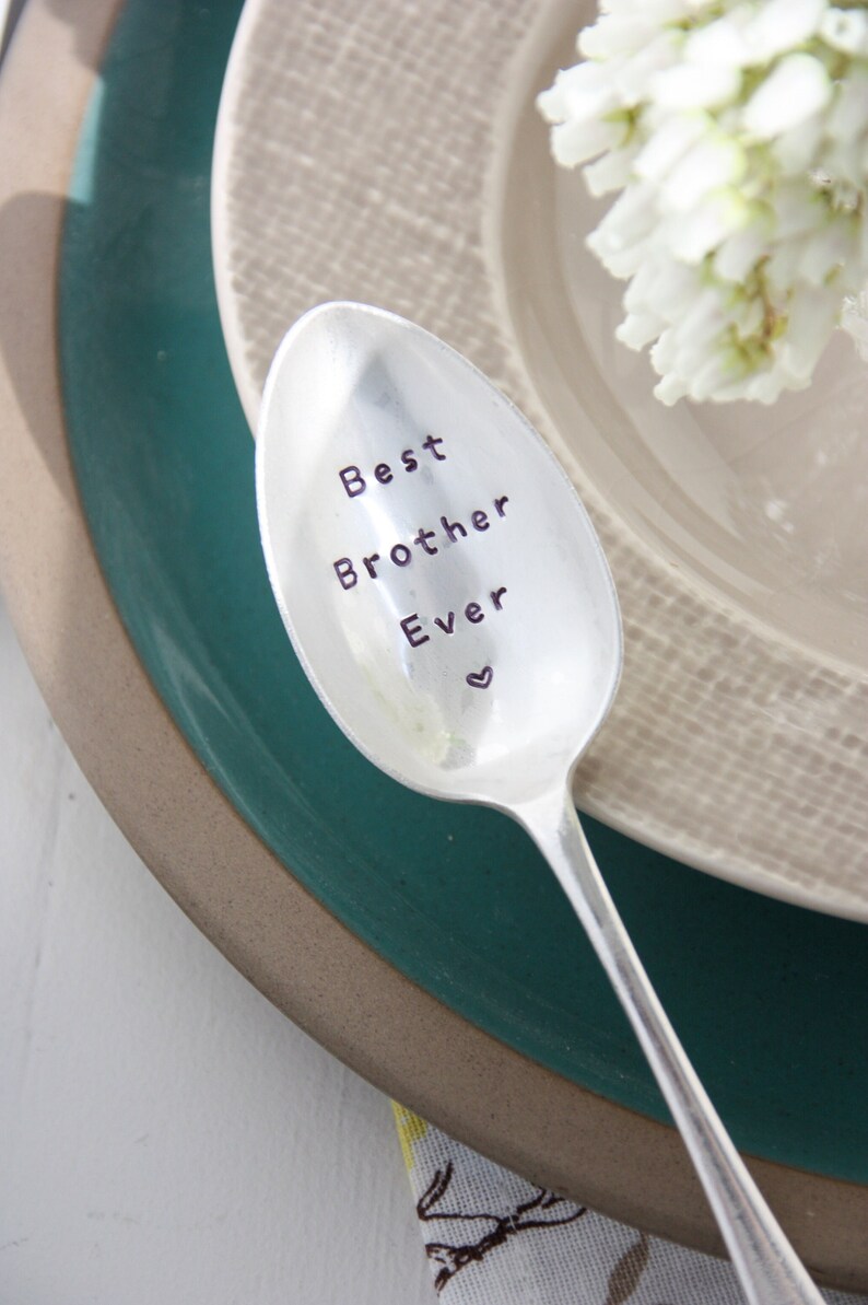 Best Brother Ever Stamped Spoon, Gift for Brother, Gift for Him, Birthday Gift For Brother image 1