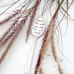 Quiet The Mind And The Soul Will Speak Stamped Spoon, Unique Gift, Inspirational Gift, Motivational Gift, Meditation Gift, Wellness Gift image 6