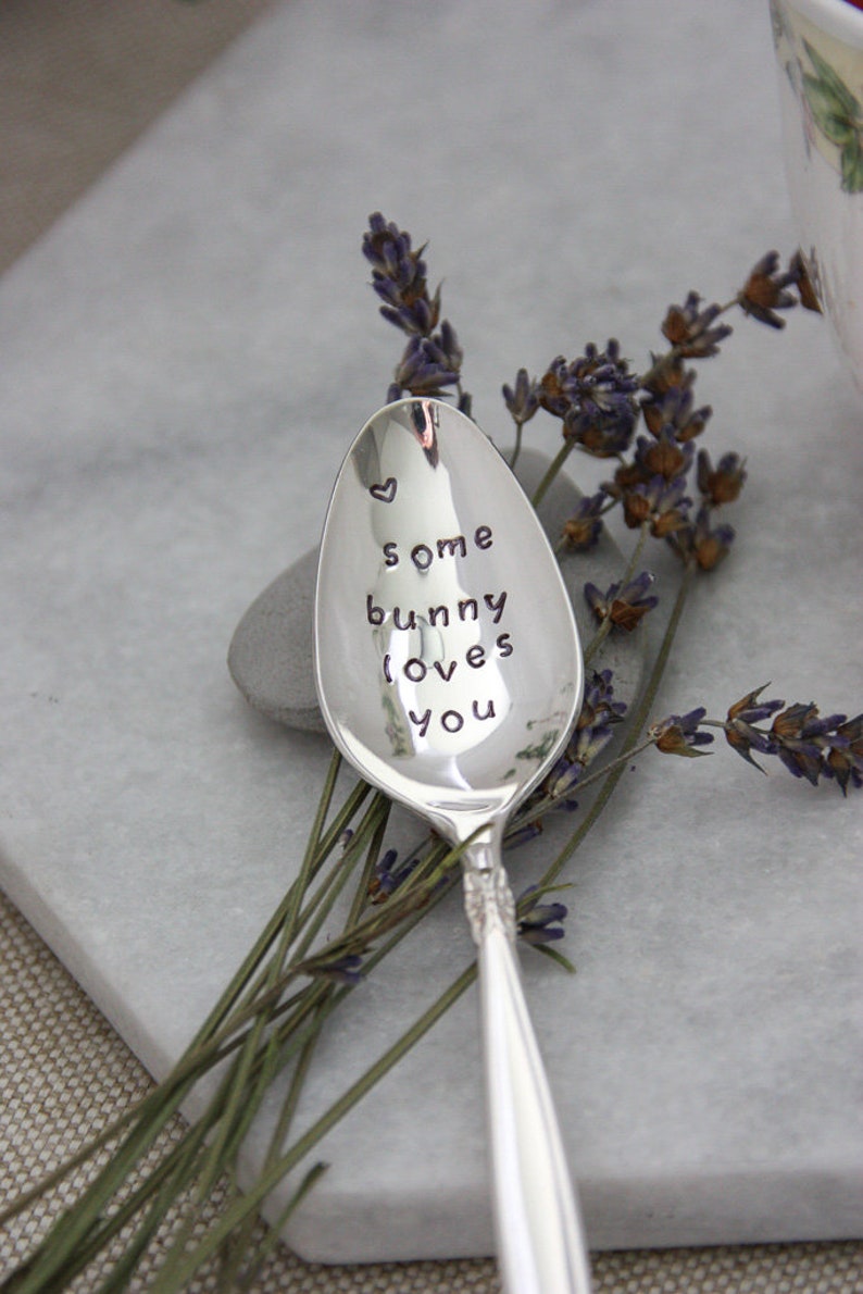 Some Bunny Loves You Stamped Spoon, Easter Spoon, Easter Basket Stuffer, Valentines Day Gift, Easter Decor, Bunny Gifts, Kids Easter Gift image 7