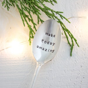 Make Today Amazing, Vintage Hand Stamped Silver Spoon, Inspirational Gift, Gifts Under 30, Positive Affirmations, Wellness and Spirituality image 1