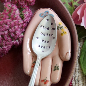 Find Me Under The Stars Hand-Stamped Vintage Silver-Plated Spoon, Celestial Gifts, Gift for Her, Stocking Stuffer, Celestial Decor, image 6