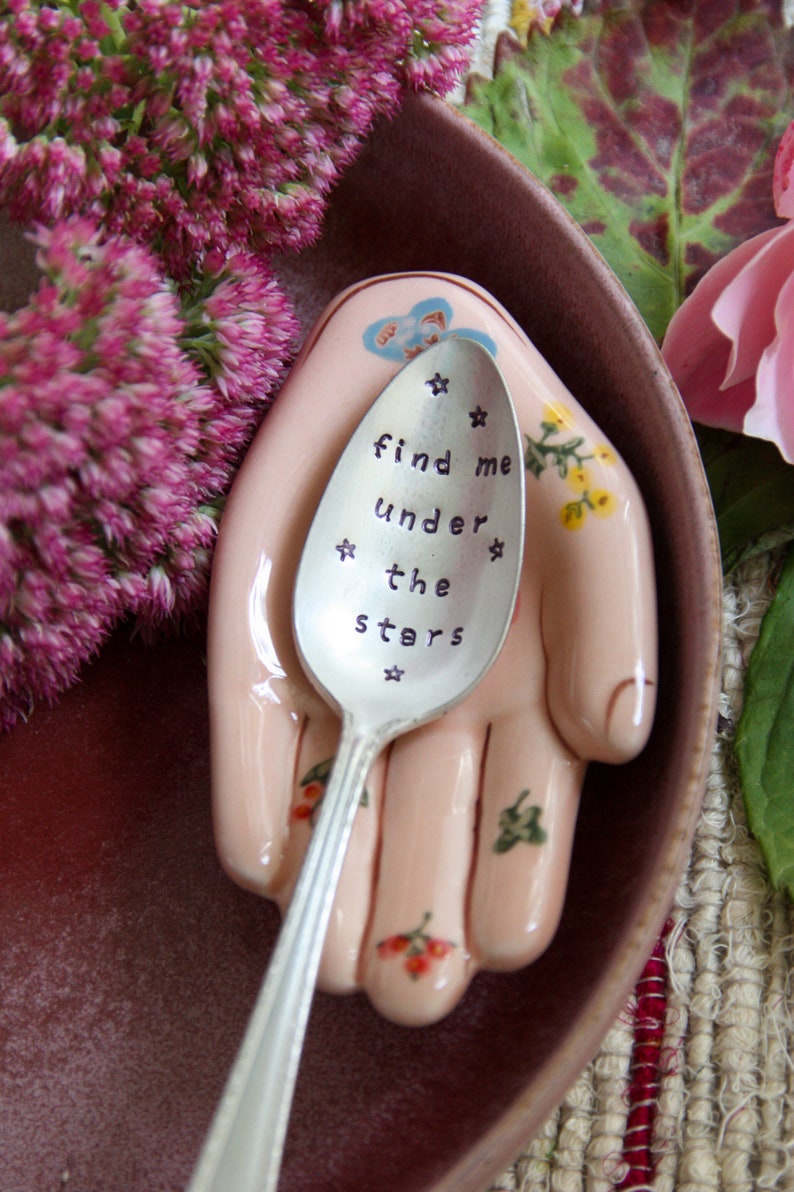 Find Me Under The Stars Hand-Stamped Vintage Silver-Plated Spoon, Celestial Gifts, Gift for Her, Stocking Stuffer, Celestial Decor, image 6