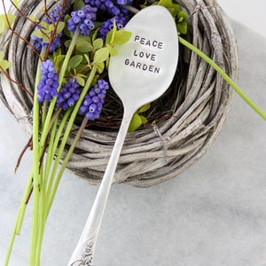 Peace Love Garden Hand Stamped Vintage Silver Spoon, Garden Decor, Sustainable, Garden Art, Mother's Day Gift, Gifts for Mom, Plant Lady image 7