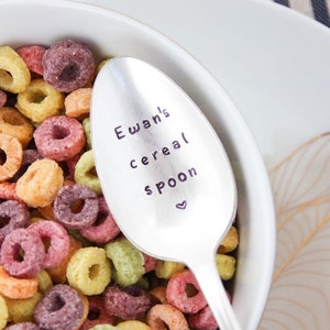 My cereal spoon Handstamped Spoon, Personalized Gift, Foodie Gift, Stocking Stuffer, Cereal Spoon, Cereal Lover image 4