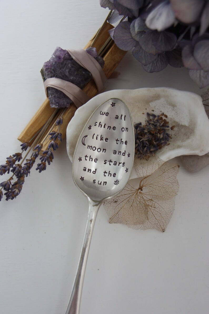 We All Shine On Like The Moon And The Stars And The Sun Stamped Spoon, John Lennon Gift, John Lennon Quote image 3