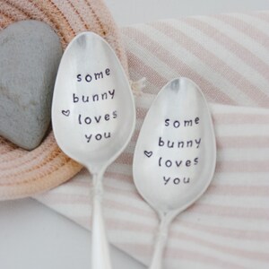 Some Bunny Loves You Stamped Spoon, Easter Spoon, Easter Basket Stuffer, Valentines Day Gift, Easter Decor, Bunny Gifts, Kids Easter Gift image 1