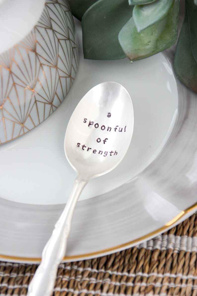 A Spoonful Of Strength Stamped Spoon, Thinking of You, Get Well, Cancer Survivor, Encouragement Gift, Spoon Theory, Chronic Illness, Lupus 画像 3