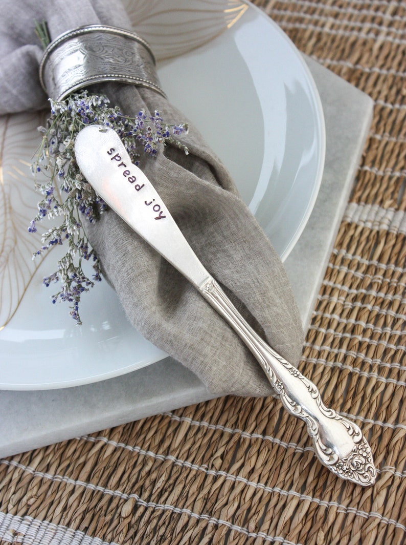 Spread Joy Stamped Spreader Stamped Knife Cheese Knife Etsy