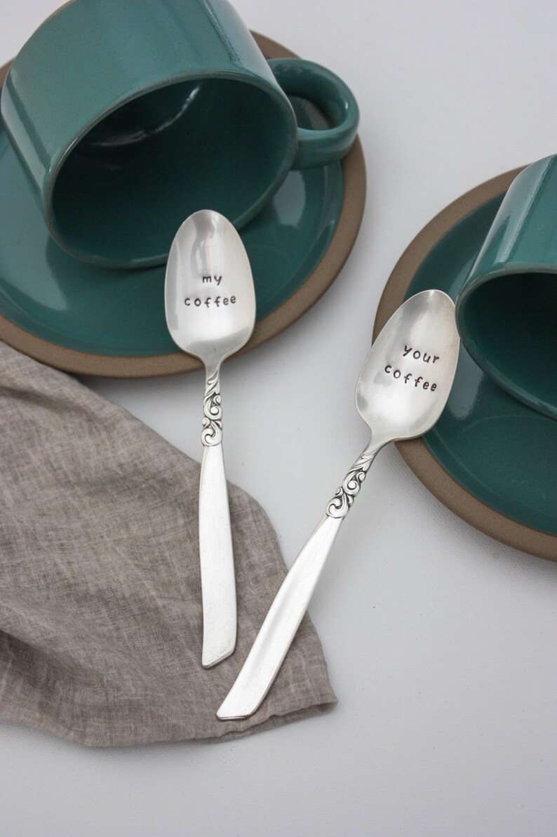 My Coffee Your Coffee Stamped Spoons Coffee Lover Gift Etsy