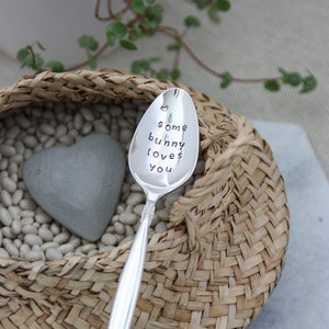 Some Bunny Loves You Stamped Spoon, Easter Spoon, Easter Basket Stuffer, Valentines Day Gift, Easter Decor, Bunny Gifts, Kids Easter Gift image 2