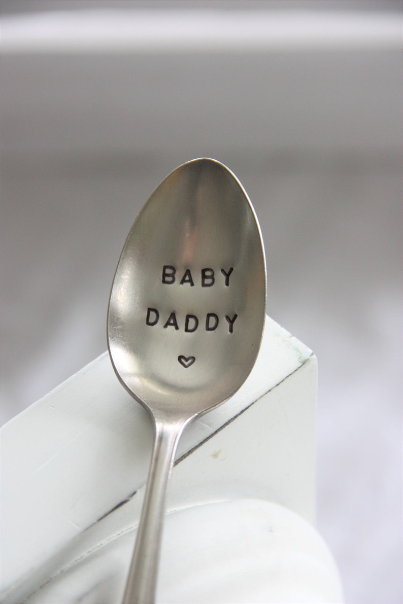 Gift Under 25, Dad Gift Baby Daddy Hand Stamped Vintage Silver Spoon Father/'s Day Gift Gift for Dad Sustainable