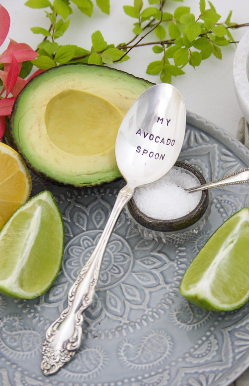 My Avocado Spoon Stamped Spoon, Avocado Lover, Clean Eating, Avocado Toast, Hostess Gift, Vegan, Teacher Gifts, Sustainable Gifts, image 1