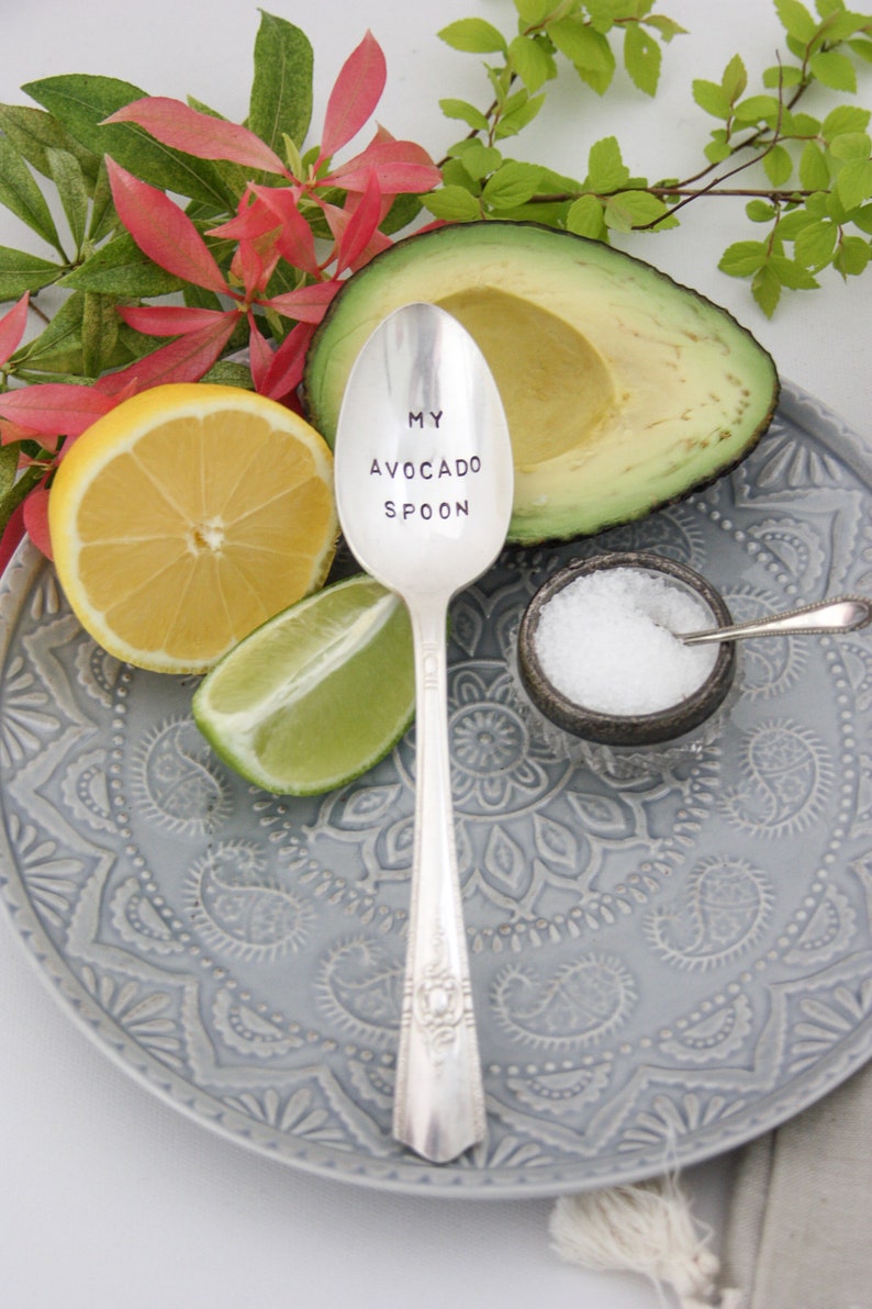 My Avocado Spoon Stamped Spoon, Avocado Lover, Clean Eating, Avocado Toast, Hostess Gift, Vegan, Teacher Gifts, Sustainable Gifts, image 4