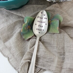 Find Me Under The Stars Hand-Stamped Vintage Silver-Plated Spoon, Celestial Gifts, Gift for Her, Stocking Stuffer, Celestial Decor, image 4