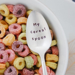My cereal spoon Handstamped Spoon, Personalized Gift, Foodie Gift, Stocking Stuffer, Cereal Spoon, Cereal Lover image 5