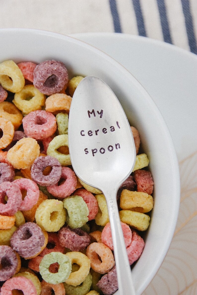 My cereal spoon Handstamped Spoon, Personalized Gift, Foodie Gift, Stocking Stuffer, Cereal Spoon, Cereal Lover image 5