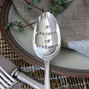 A Spoonful Of Strength Stamped Spoon, Thinking of You, Get Well, Cancer Survivor, Encouragement Gift, Spoon Theory, Chronic Illness, Lupus 画像 6