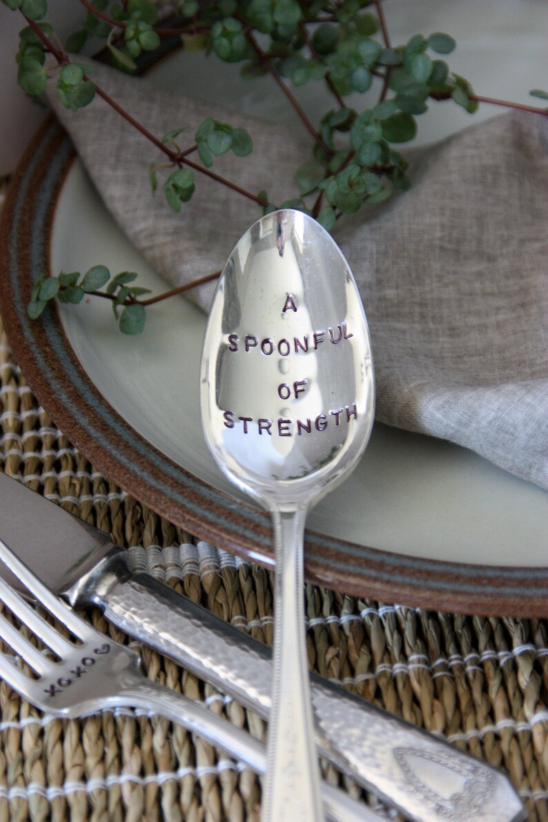 A Spoonful Of Strength Stamped Spoon, Thinking of You, Get Well, Cancer Survivor, Encouragement Gift, Spoon Theory, Chronic Illness, Lupus 画像 6