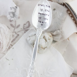 Gratitude Is The Memory Of The Heart Stamped Spoon, Gift for Friend, Gift for Her, Gift for Him, Engraved Spoon, Words On Spoons image 7