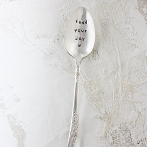 Feed Your Joy Stamped Spoon, Gift for Friend, Engraved Spoon, Words On Spoons, Joyful image 4