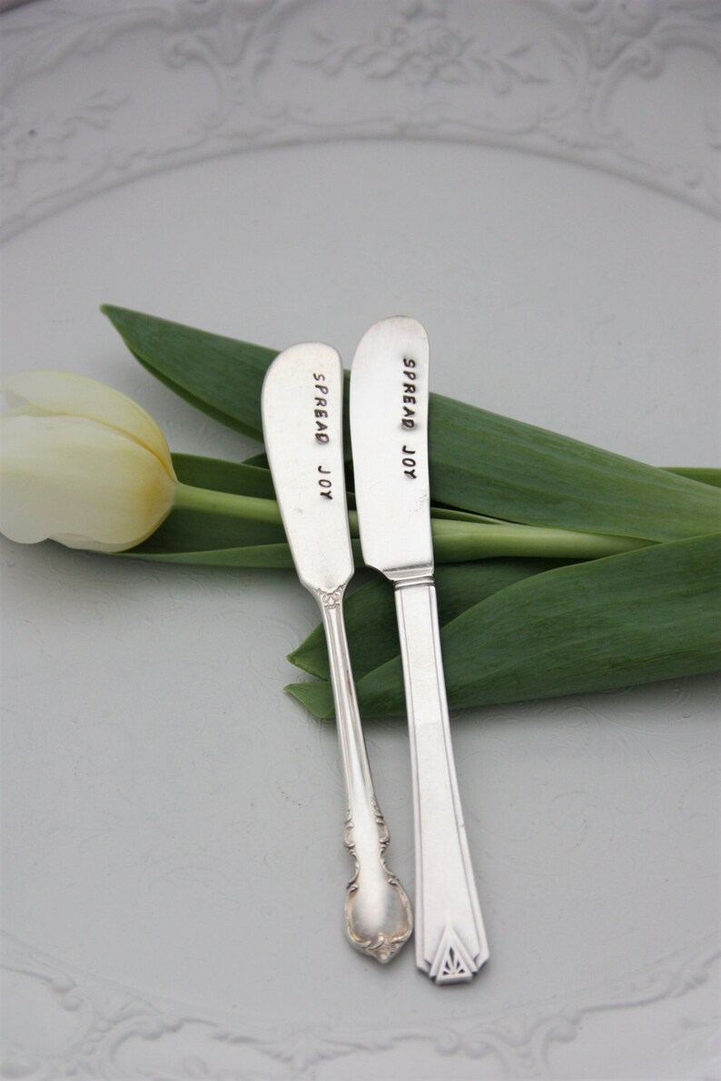 Spread Joy Stamped Spreader Stamped Knife Cheese Knife Etsy