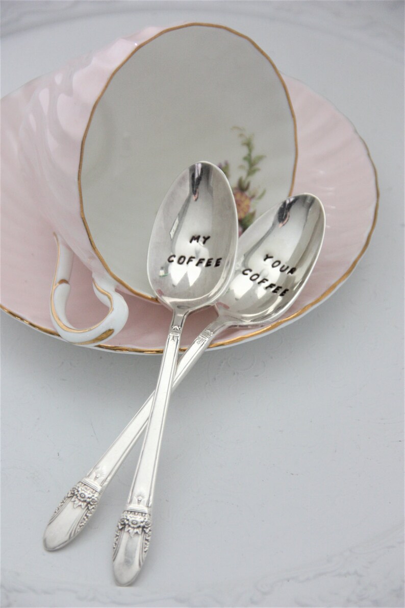 My Coffee Your Coffee Stamped Spoons Coffee Lover Gift Etsy