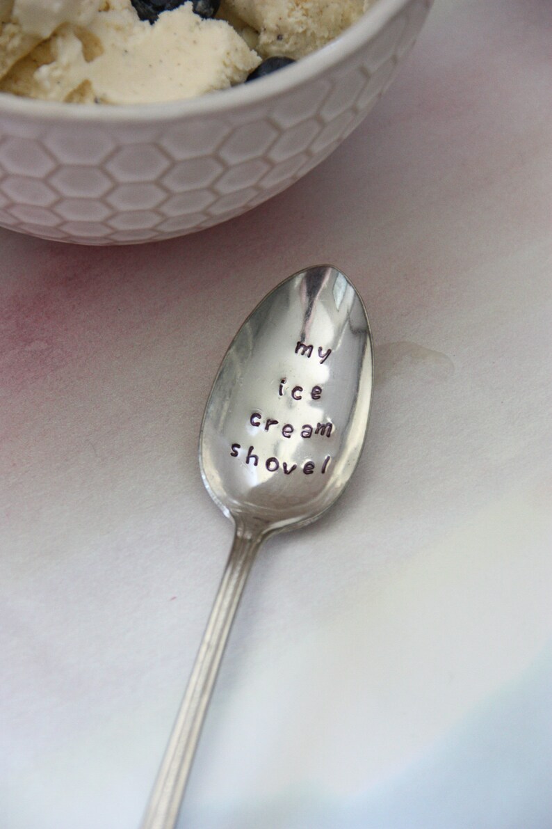 My Ice Cream Shovel Stamped Spoon Sundae Spoon Hand Stamped Etsy