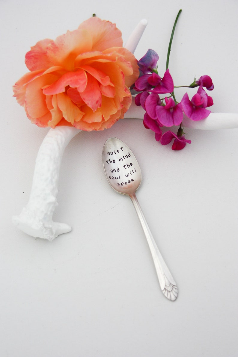 Quiet The Mind And The Soul Will Speak Stamped Spoon, Unique Gift, Inspirational Gift, Motivational Gift, Meditation Gift, Wellness Gift image 5