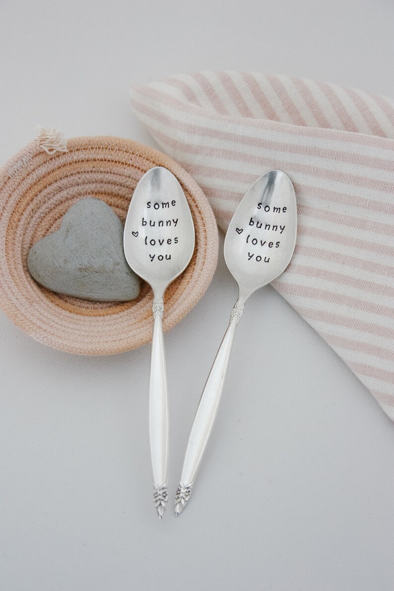 Some Bunny Loves You Stamped Spoon, Easter Spoon, Easter Basket Stuffer, Valentines Day Gift, Easter Decor, Bunny Gifts, Kids Easter Gift image 3