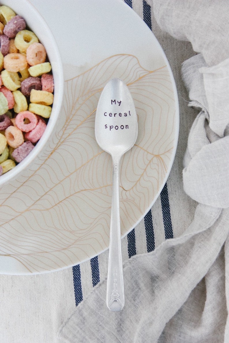 My cereal spoon Handstamped Spoon, Personalized Gift, Foodie Gift, Stocking Stuffer, Cereal Spoon, Cereal Lover image 2