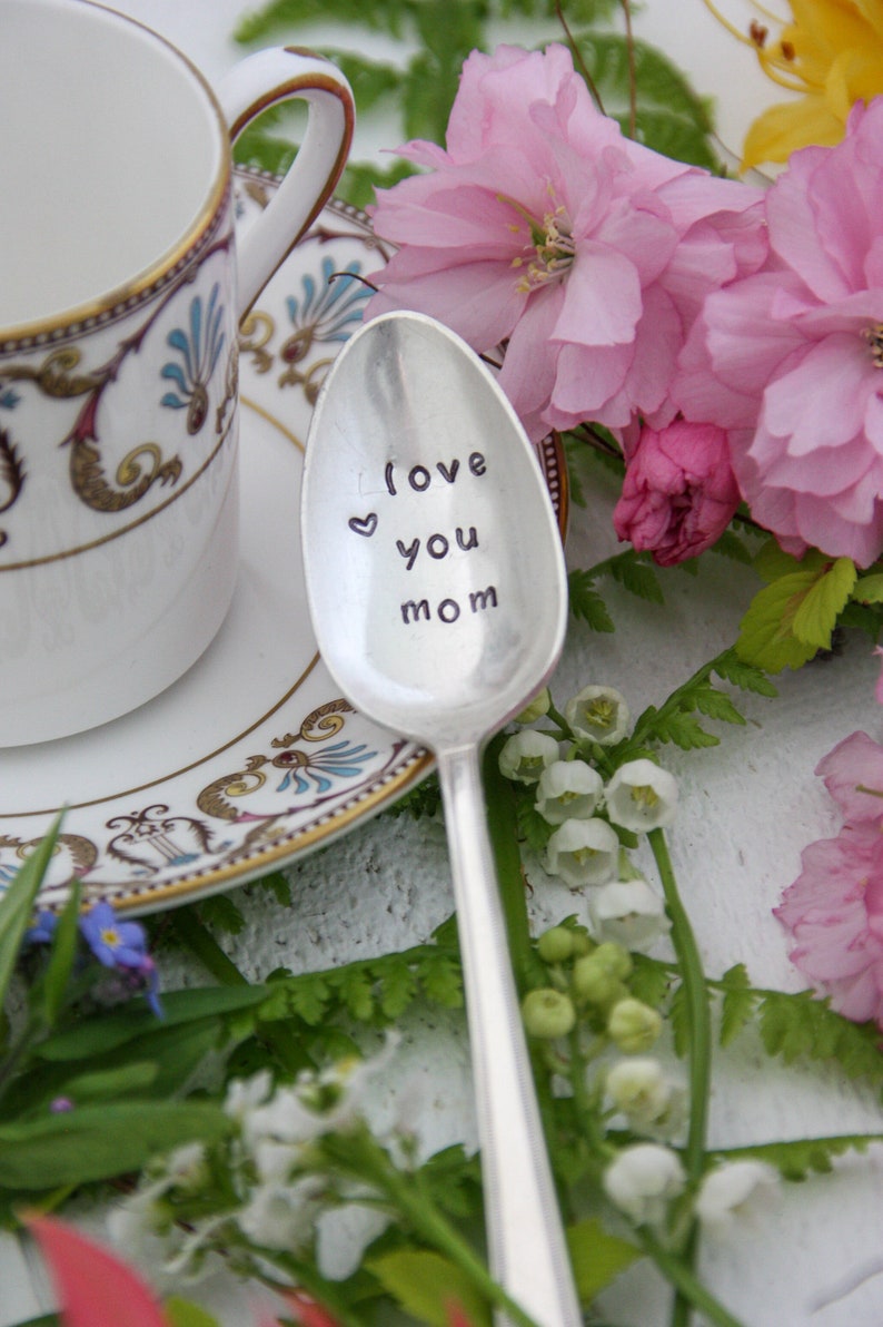 Love You Mom Stamped Spoon, Mother's Day, Gift for Mom, Mothers Day Gift, Gift Women, Mum Gift, Love You Nana, Love You Grandma image 1