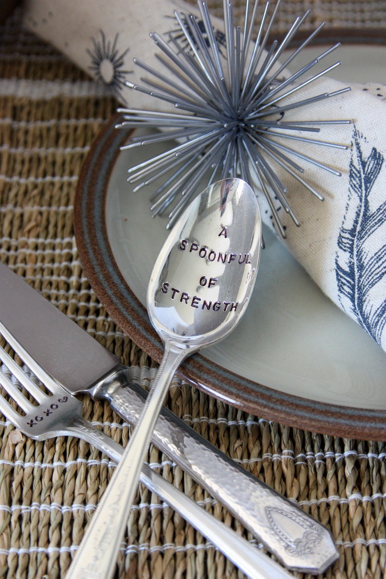 A Spoonful Of Strength Stamped Spoon, Thinking of You, Get Well, Cancer Survivor, Encouragement Gift, Spoon Theory, Chronic Illness, Lupus 画像 7