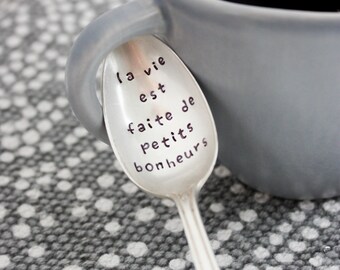 La Vie Est Faite De Petits Bonheurs, Tea Spoon, Stamped Spoon, Tea Lover, Gift Under 25, French Gift, French Country