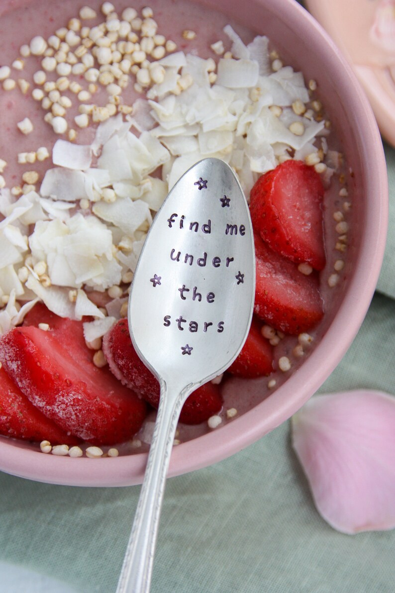 Find Me Under The Stars Hand-Stamped Vintage Silver-Plated Spoon, Celestial Gifts, Gift for Her, Stocking Stuffer, Celestial Decor, image 5