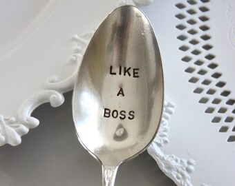 Like A Boss Stamped Spoon, Coffee Spoon, Girl Boss, Gift for Her, Tea Spoon, Coworker Gift, Teacher Gift