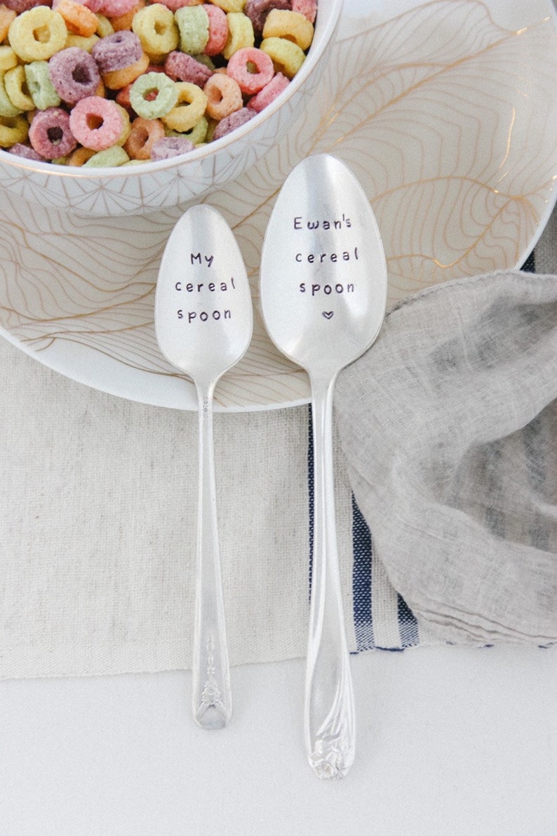 My cereal spoon Handstamped Spoon, Personalized Gift, Foodie Gift, Stocking Stuffer, Cereal Spoon, Cereal Lover image 6