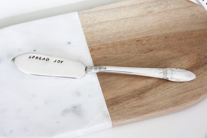 Spread Joy Stamped Spreader Stamped Knife Cheese Knife Etsy