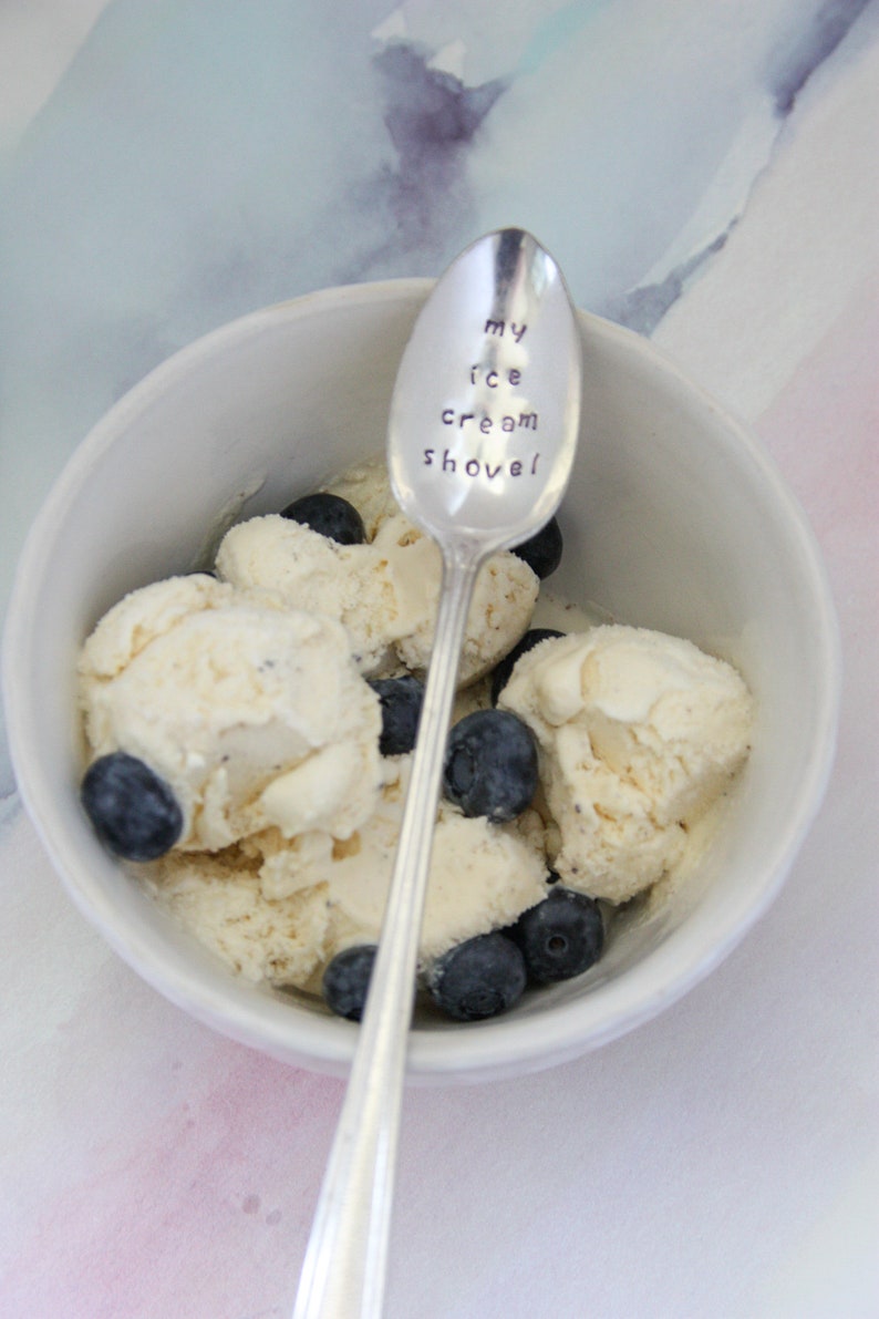My Ice Cream Shovel Stamped Spoon Sundae Spoon Hand Stamped Etsy