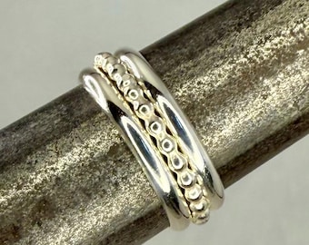 Sterling Silver Stacking Rings: Bead & Smooth 2mm Bands