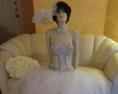 Stunning Victorian Sheer Bejeweled Boned White And Silver Corset Bustier Tulle Bridal Ball Gown