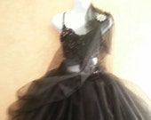 Beautiful Black Sex In The City Carrie Inspired Tea Length Tutu Ballerina Indian Sari Style Skirt Sash Brooch Party Club Bridal Wedding